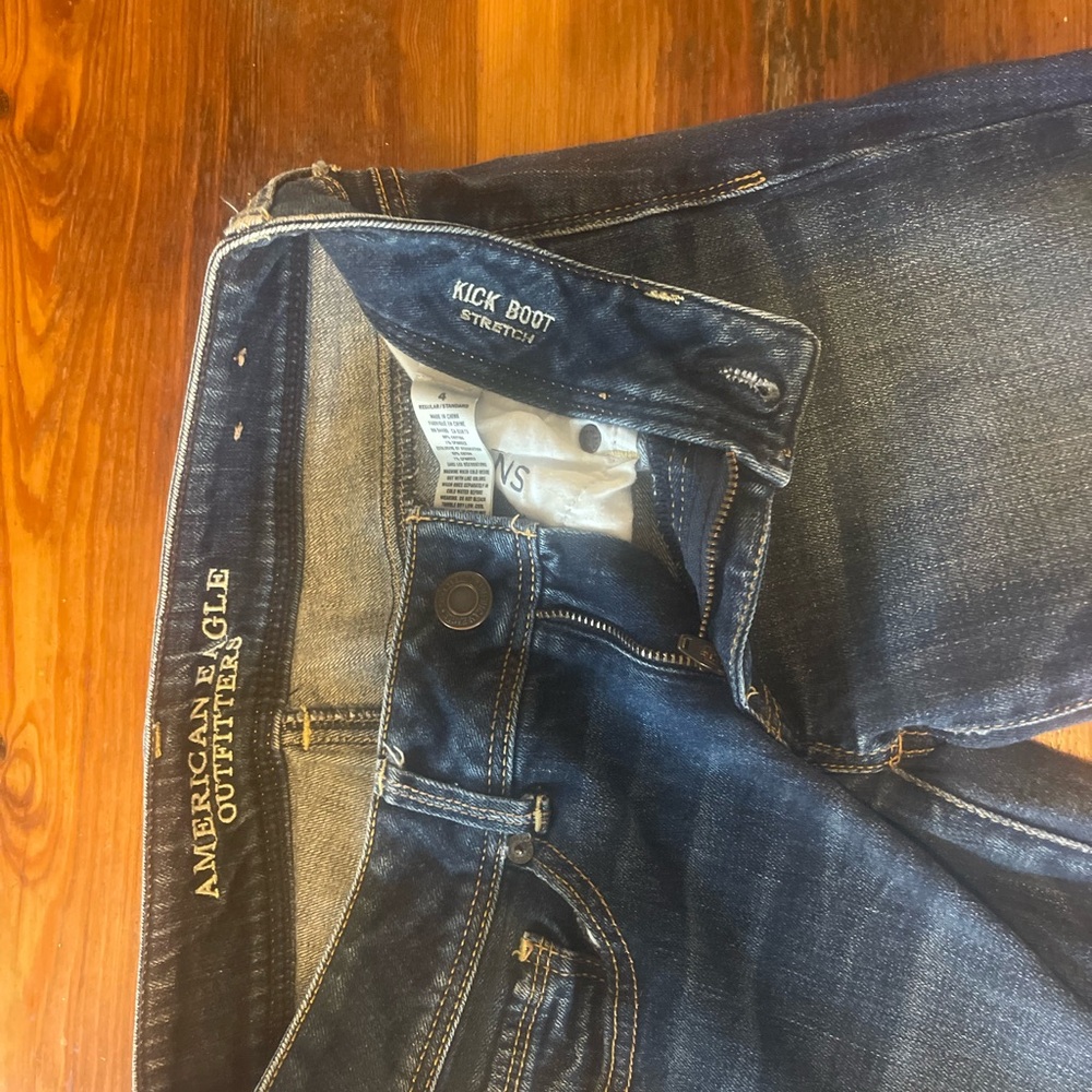 American Eagle Outfitters Wome Dark Indigo Kick Boot Stretch Jean